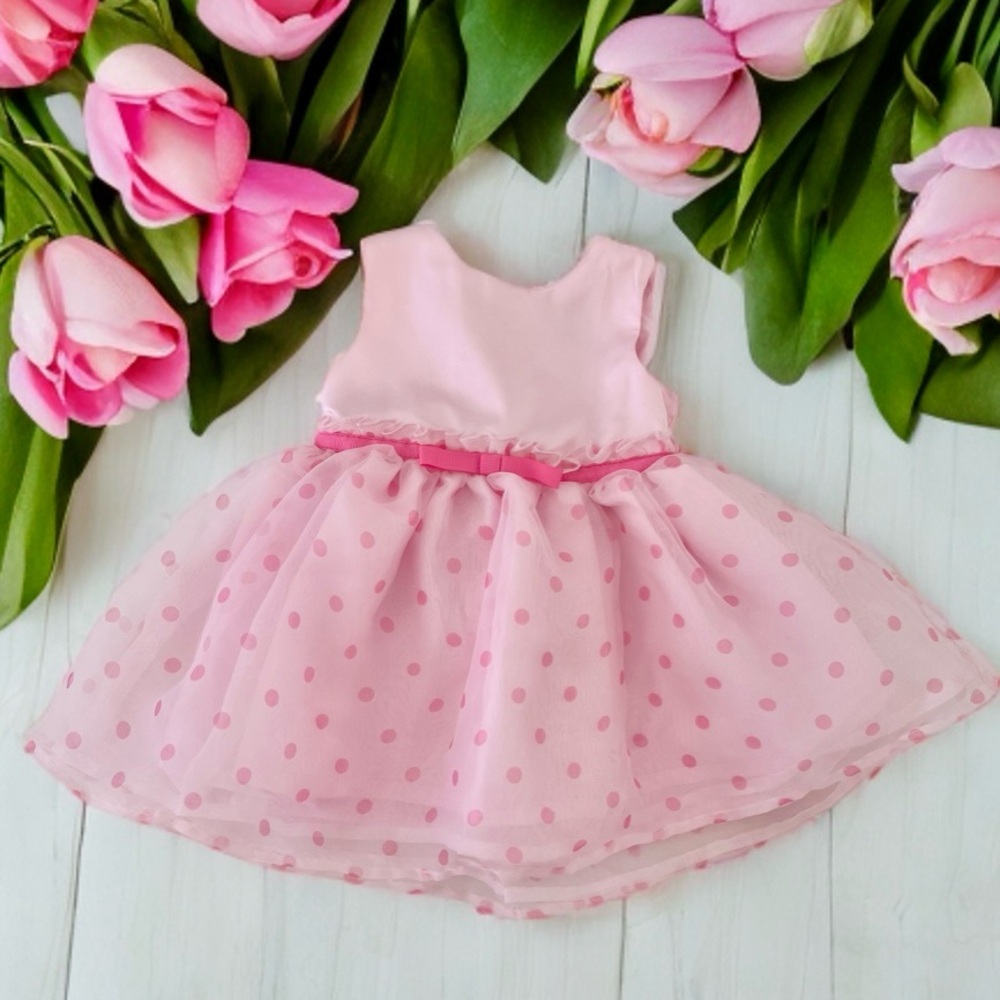 Carter’s Pink Polka Dot Tulle Special Occasions Party Dress | Baby Girl 3 Months